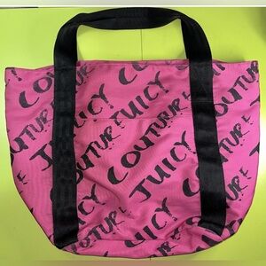 Large Vintage Juicy Couture Signature Tote/Overnight Bag Pink & Black Canvas GUC